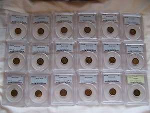 18 Piece 1922 D Lincoln Cent PCGS Certified Grading Set AG03 to MS60 