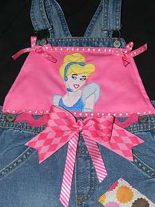   appliqued embroidered overalls princess cinderella belle snow white