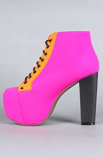 Jeffrey Campbell The Lita Colorblock Shoe in Neon Pink and Orange 
