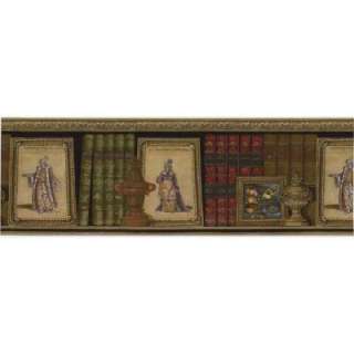   in x 15 ft Earth Tone Book Shelves Border WC1283173 at The Home Depot