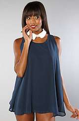 NYC Boutique The Collar Me Bad Top in Ink Blue