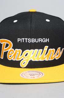 Mitchell & Ness The Pittsburgh Penguins Script 2Tone Snapback Cap in 