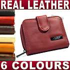 Ladies Quality Leather Purse zipped coin section Black red brown +more 