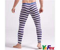 Sexy Men’s Long Stripe Thermal underwear pants trousers 4 Size 