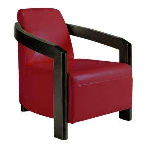   Cowel Red Bonded Leather Arm Chair 0283200110 at The Home Depot