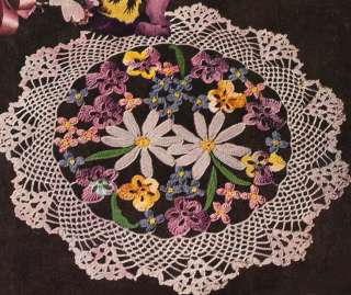 Vintage Crochet Flower Bouquet Pansy Doily PATTERN  