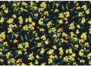 YELLOW FORGET ME NOTS ON BLACK~ Cotton Quilt Fabric  