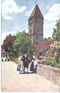 Historische Postkarte Ulm a.D. Metzgertugm mit Stadtmauer