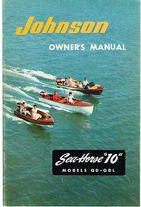 1956 JOHNSON SEAHORSE 10 OUTBOARD OWNERS MANUAL QD & QDL SHARP  