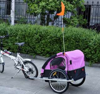   2IN1 DOUBLE KIDS BABY BIKE BICYCLE TRAILER JOGGER STROLLER Rose Black