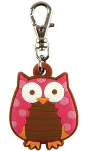 Stephen Joseph Girl Owl Zipper Pull Brown Pink New 794866910763  