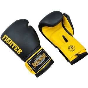 Deluxe Leder Boxhandschuhe Fighter schwarz / gelb   Klassische 