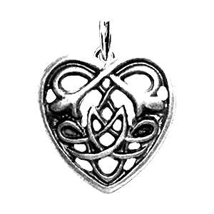 Keltisches Herz Versilbert Kettenanhänger mit Lederband  