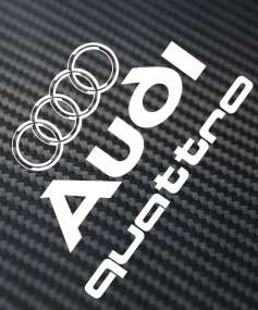 Carbon Audi quattro Schriftzug Aufkleber 100 cm lang  