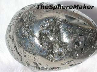 Siaz PYRITE EGG VUG W CRYSTALS FOOLS GOLD METAL PERU ball/sphere 2.5 