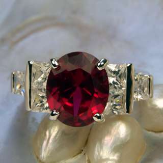 Gorgeous Red Corundum Gemstone Silver Ring Size #7 CR23  