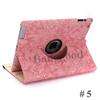 360° Rotating Leather Case Smart Cover Stand w/ Embossed Flowers For 