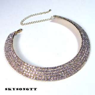 Swarovski 5 Rows Crystal Bridal Choker Necklace N1001Y  
