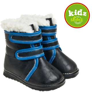   Toddler Childrens Leather Squeaky Boots Shoes Black & Fleece Lining