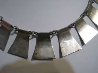 Vintage Alpaca Mexico Silver Stone Inlay Necklace   Mexican Jewelry 