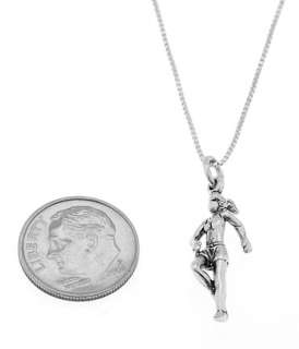 STERLING SILVER FEMALE JOGGER / FEMALE RUNNER CHARM WITH BOX CHAIN 