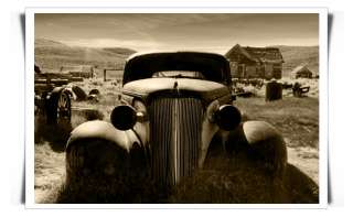 ABANDONED OLD RUSTY CUBAN CAR ART CANVAS CLASSIC  