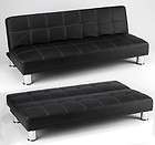 SOFA BEDS   3 Seater Black Leather Sofa Bed   White Sti
