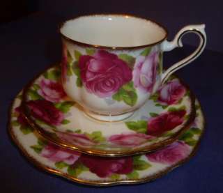 Royal Albert Old English Rose Bone China Trio Tea Cup & Saucer& Side 