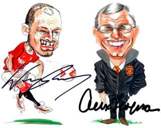 A3 Signed 2011 Champions Man United 10 Cartoons Special  