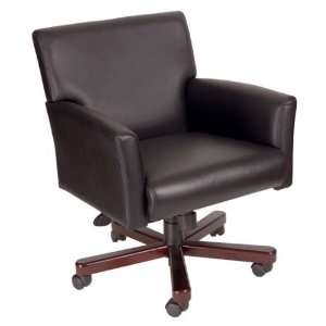   BOSS EXECUTIVE BOX ARM CHAIR W/MAHOGANY BASE   Delivered Office