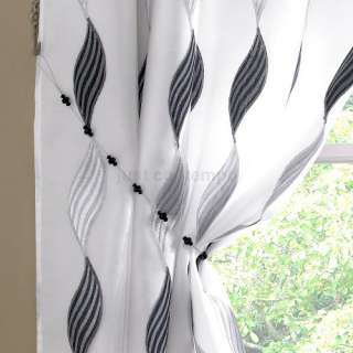 Black Silver White GALAXY Eyelet Lined Voile Curtains  