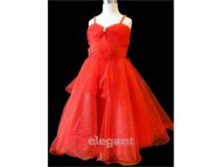 Red V Pageant Wedding Flower Girl Dress Gown Size 3 12 Age 2 13