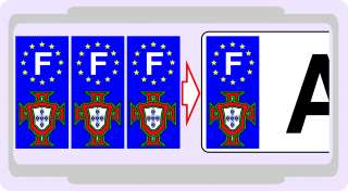   3 Autocollant Portugal FPF Foot Plaque Immatriculation