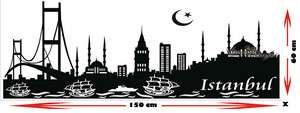 SKYLINE ISTANBUL BOGAZICI WANDTATTOO Schwarz,Sticker 60X150cm SCHIFFE 