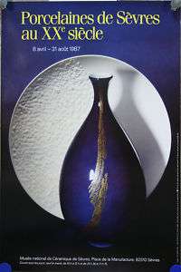   Affiche Expo Porcelaine de Sèvres 20e s 1987 Vase bleu