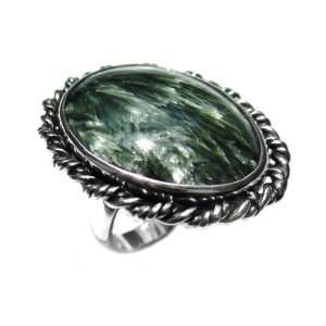  Seraphinite and Sterling Silver Large Oval Ring Size 8 