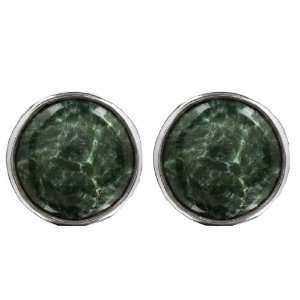  Seraphinite Round Clip Studs Earrings Set in .925 Sterling 