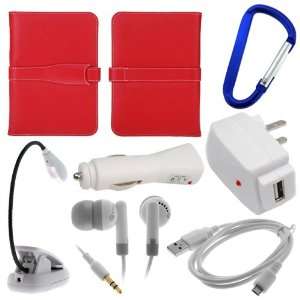  GTMax Red Leather Case + Cable + 2 USB Power Adapter(Home 