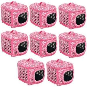   Pink Pattern 18x14x12 Dog Cat Pet Carrier 8 pk