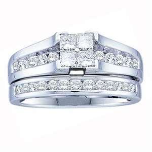   Carat Princess Round Diamond 14k White Gold Bridal Set Ring Jewelry