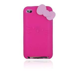  Hot Pink Hello Kitty w/Bow Silicone Case for Ipod Touch 4 