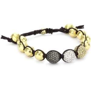   Gold Hammered Ball and Mixed Colored Crystals Ball Bracelet Jewelry