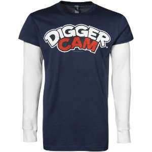 NASCAR Navy Blue White Twofer Digger Double Layer Long Sleeve T shirt 