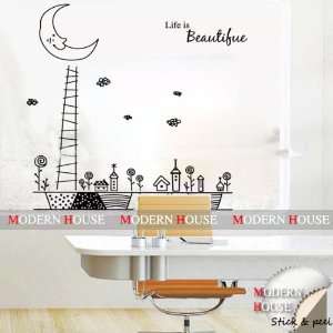   with Moon removable Vinyl Mural Art Wall Sticker Decal
