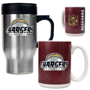  San Diego Chargers NFL Travel Mug & Gameball Ceramic Mug Set 