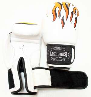 16oz White Pro Boxing Gloves Real Leather High Quality  