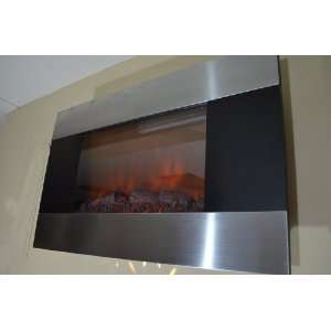   Elegant Stainless Panel Electric Fireplace Heater with Log GV 510DL