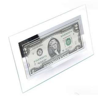 NEW TWO 2 USA DOLLAR BILL BANKNOTE in GLASS FRAME  