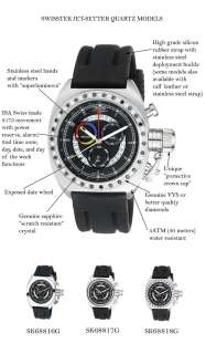   Watch With Silicone Rubber Strap, Dual Time, Power Reserve, Alarm And