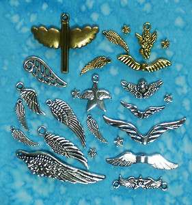 Tibet Silver Gold ANGEL WING Charm, Bead Spacer & Connector Combos   3 